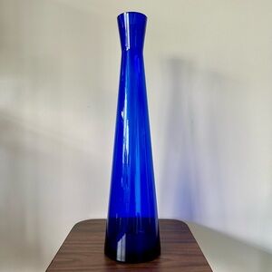 Vintage Cobalt Blue Wanda Art Glass Genie Vase MCM Handmade in Poland
